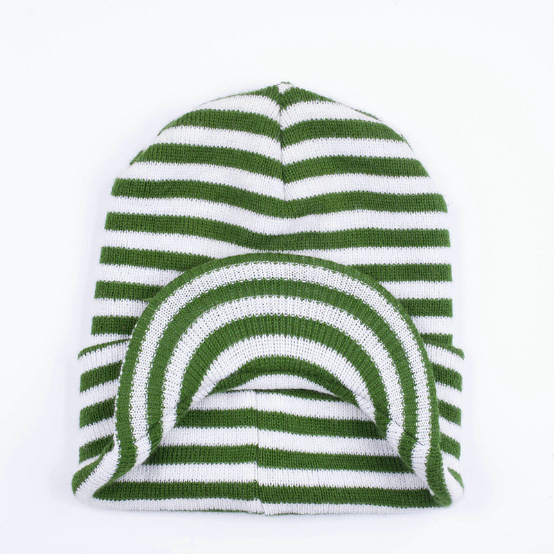 男士巴西帽 秋冬新款 骑车晴纶面料防风防护保暖绿色条纹帽子