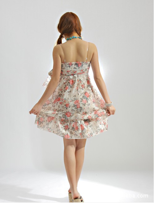 厂家直销女装雪纺百变裙 露肩雪纺迷你裙