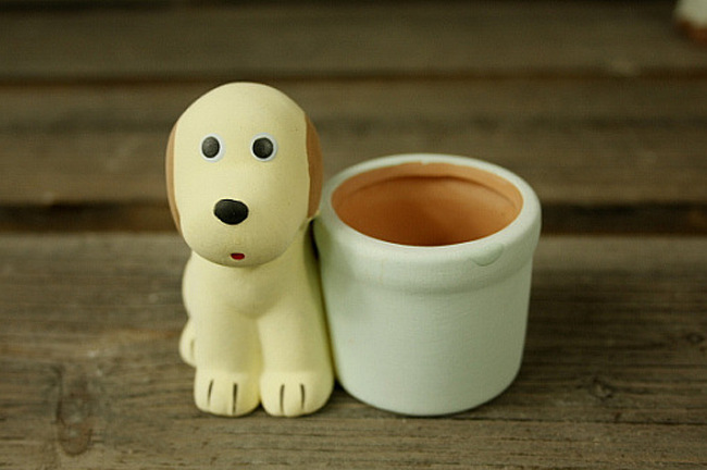 日本原单 zakka原单小动物陶土花盆 超萌花器