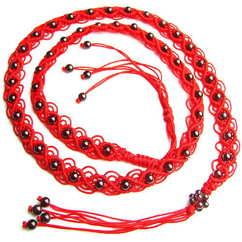 天然红玛瑙手工编织腰链/时尚精美【七星阵】 一件也批发 4mm 99.