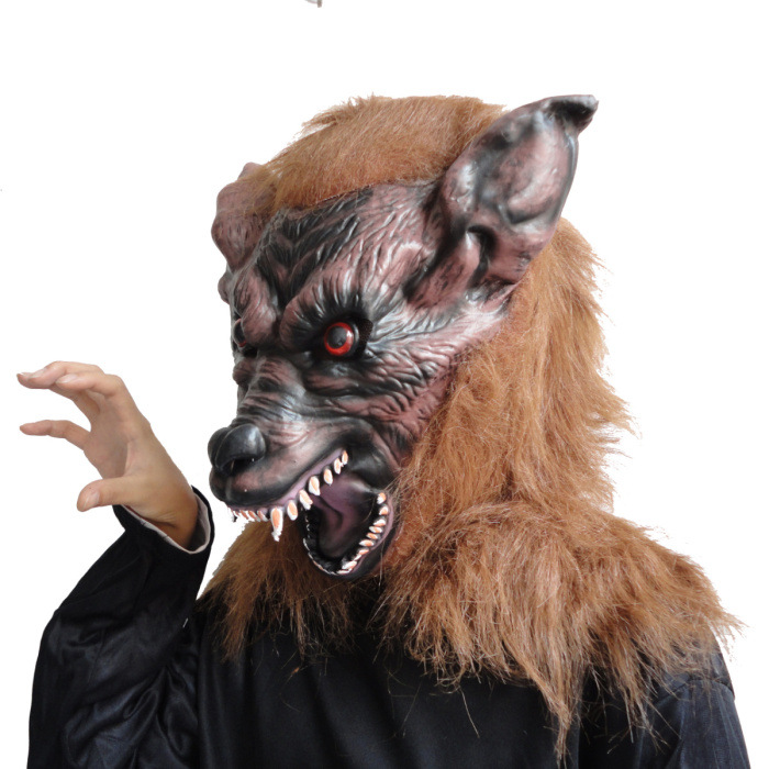 万圣节厂家用品化妆舞会面具酒吧装饰高档狼头面具235g
