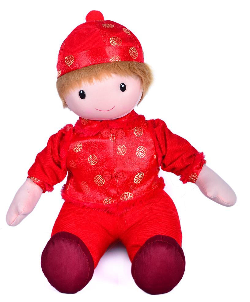 高档婚庆娃娃 唐装压床用婚庆情侣喜娃娃一对-「人偶,娃娃玩具」