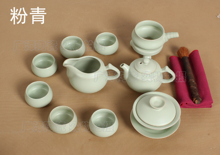 汝窯茶具套裝 整套汝瓷功夫茶具 高檔茶具商務套裝