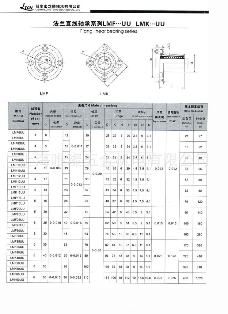 直线轴承圆法兰直线轴承lmf6uu直线光轴用