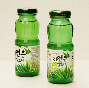 韩国进口饮料/熊津芦荟汁180ml(玻璃瓶) 24瓶/箱 特价批发