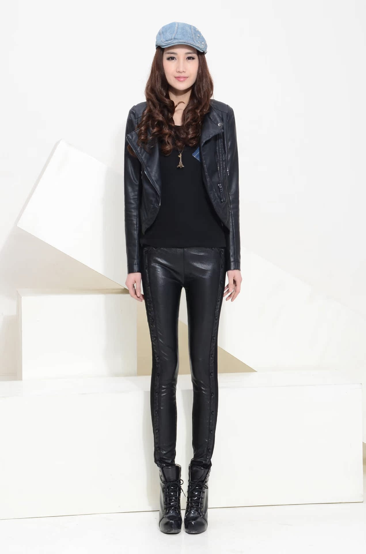 2013新款大码紧身加厚pu皮裤弹力牛仔裤女长裤显瘦铅笔裤小脚裤