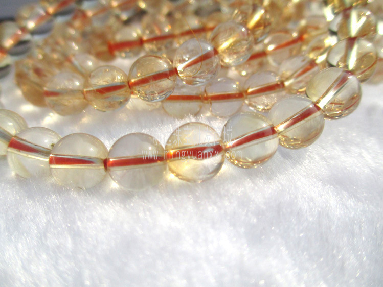 广东汕尾天然黄水晶圆珠手链 等级 颜色稍浅 饰品批发价格 - 中国供应