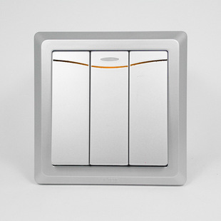 abb 德逸ae163-s银色三位单控带灯开关 10ax超值特价