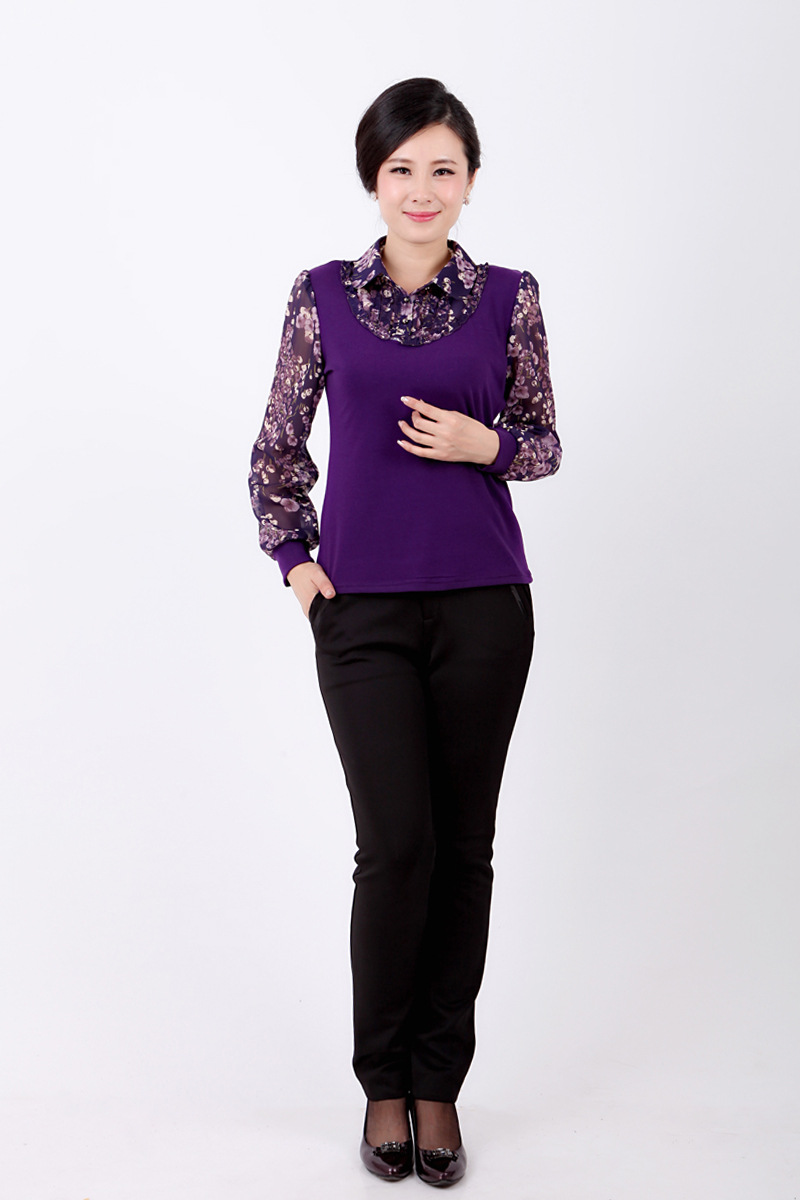 2013新款秋装中老年女妈妈装长袖t恤大码女毛衣针织衫澳中t