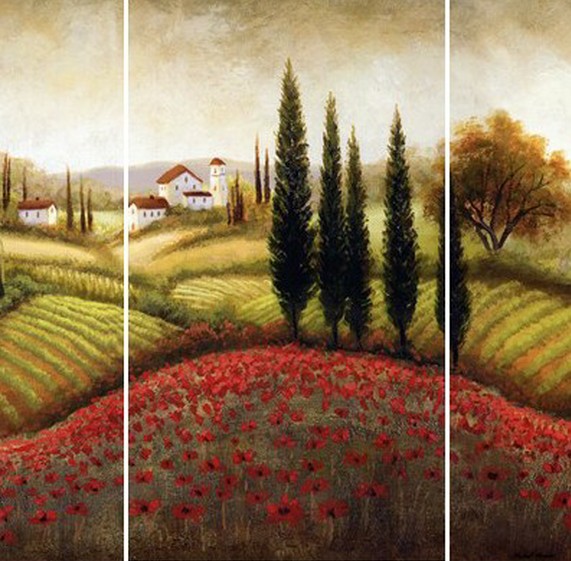 深圳画之舟风景装饰油画订购批发 三组合风景装饰油画