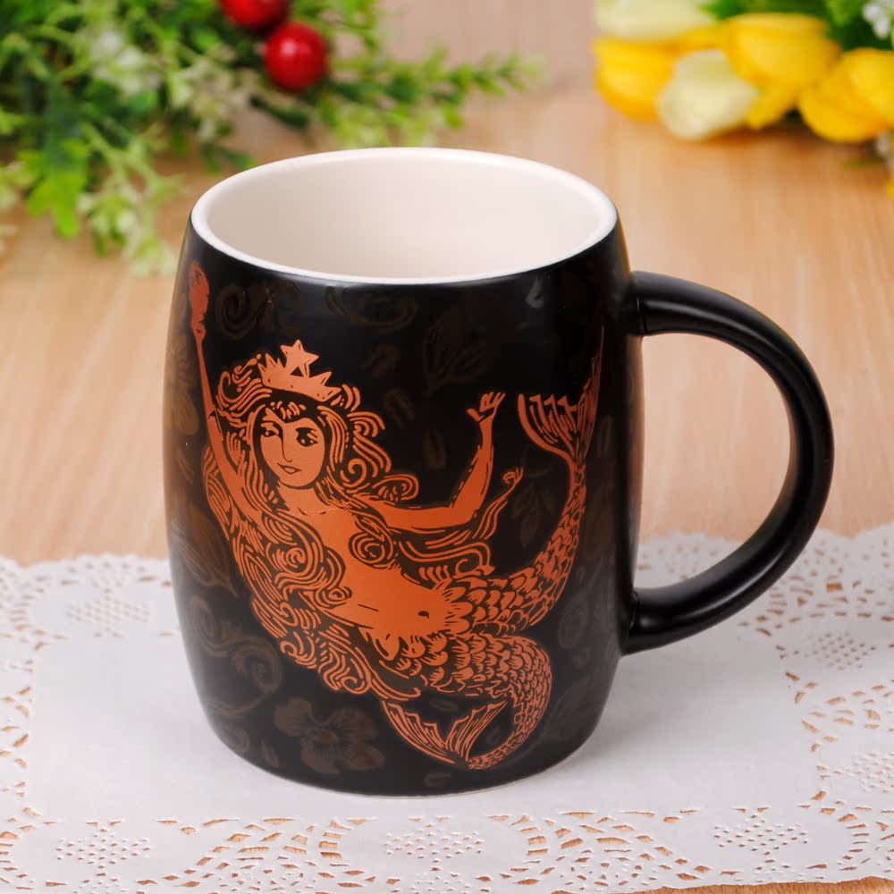 星巴克40周年纪念版 金色美人鱼马克杯 陶瓷杯 咖啡杯