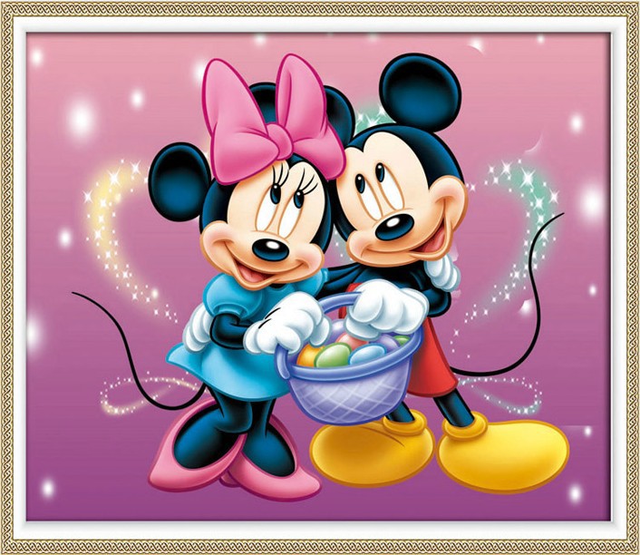 5d全彩水亮圆钻砖石绣 钻石画 情侣米奇 米老鼠 新品