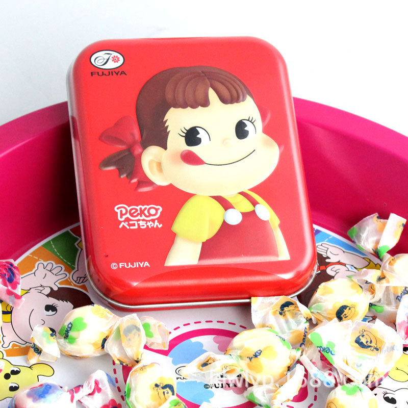 不二家香醇牛奶硬质型奶糖原味草莓味铁盒