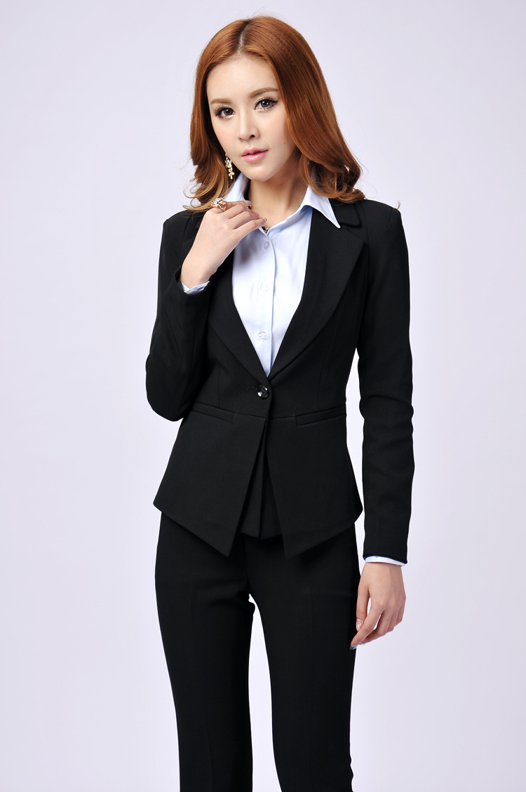 小西装外套女修身秋冬韩版新款2013黑色ol女士修身小西服女ym280图片