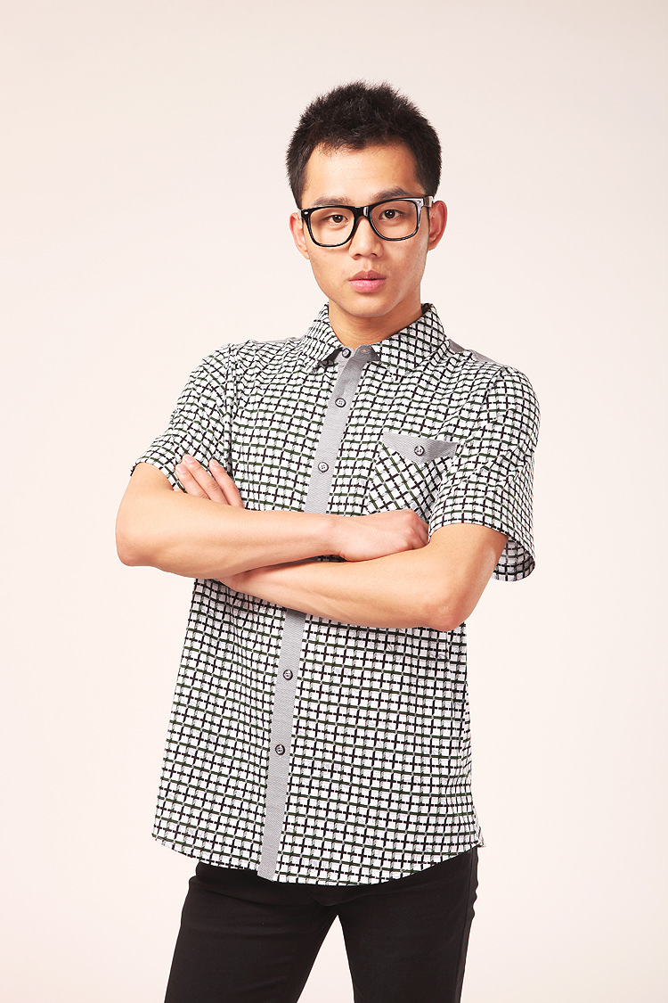 夏季中年 琴曼正品批发 男士格子条纹新款 超低价休闲衬衫9832