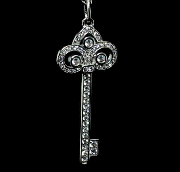 韩版鸢尾花钥匙项链