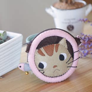 迪鸥 不织布材料包手工diy布艺 麦圈小咪零钱包 钱包