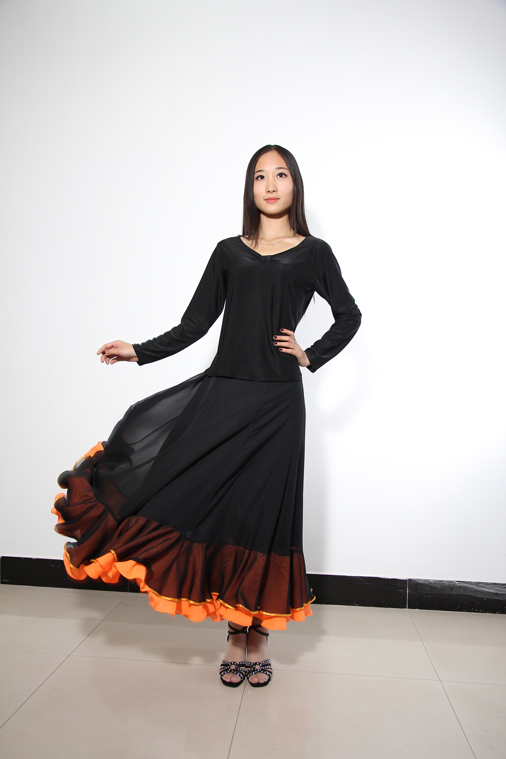 国标摩登裙摩登舞裙 成人女式摩登舞服装 舞蹈长裙表演比赛服