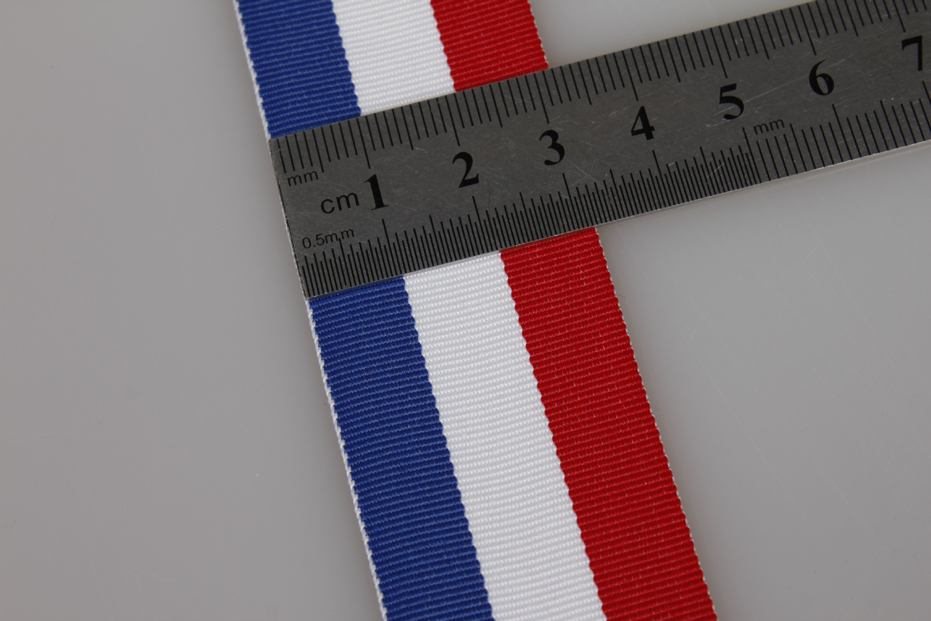 qs 红白蓝三色涤纶织带 平纹夹色织带 全顺织带厂家直销定制