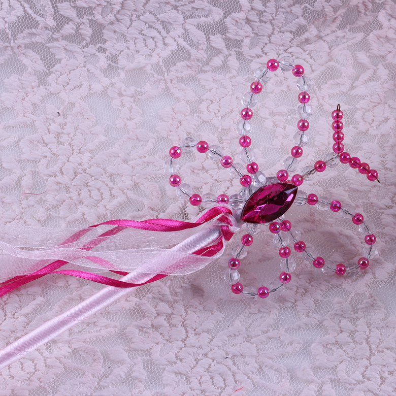 正品批发 最潮最新款 彩色水晶珠魔法棒化妆服饰道具蝴蝶形仙女棒