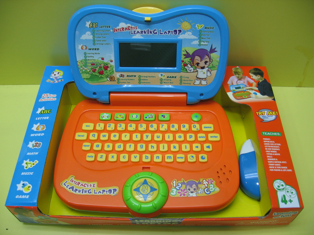 功能英文学习机 儿童小电脑 橙色电脑 儿童益智 早教玩具 小电脑