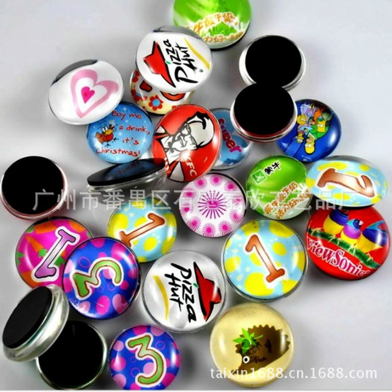 供应新品上市高透明度高硬度 磁性水晶冰箱贴 圆形异形玻璃冰箱贴