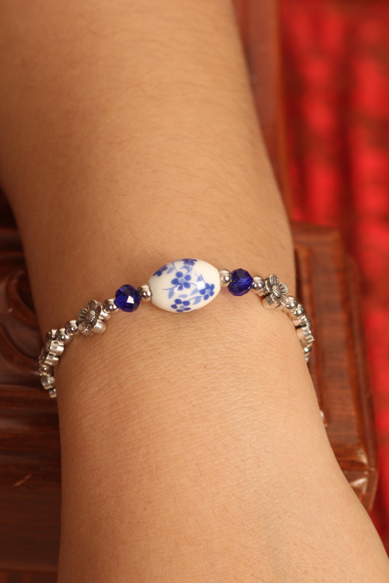 景德镇原创陶瓷首饰传统复古青花瓷珠手链手饰混批饰品zssl4