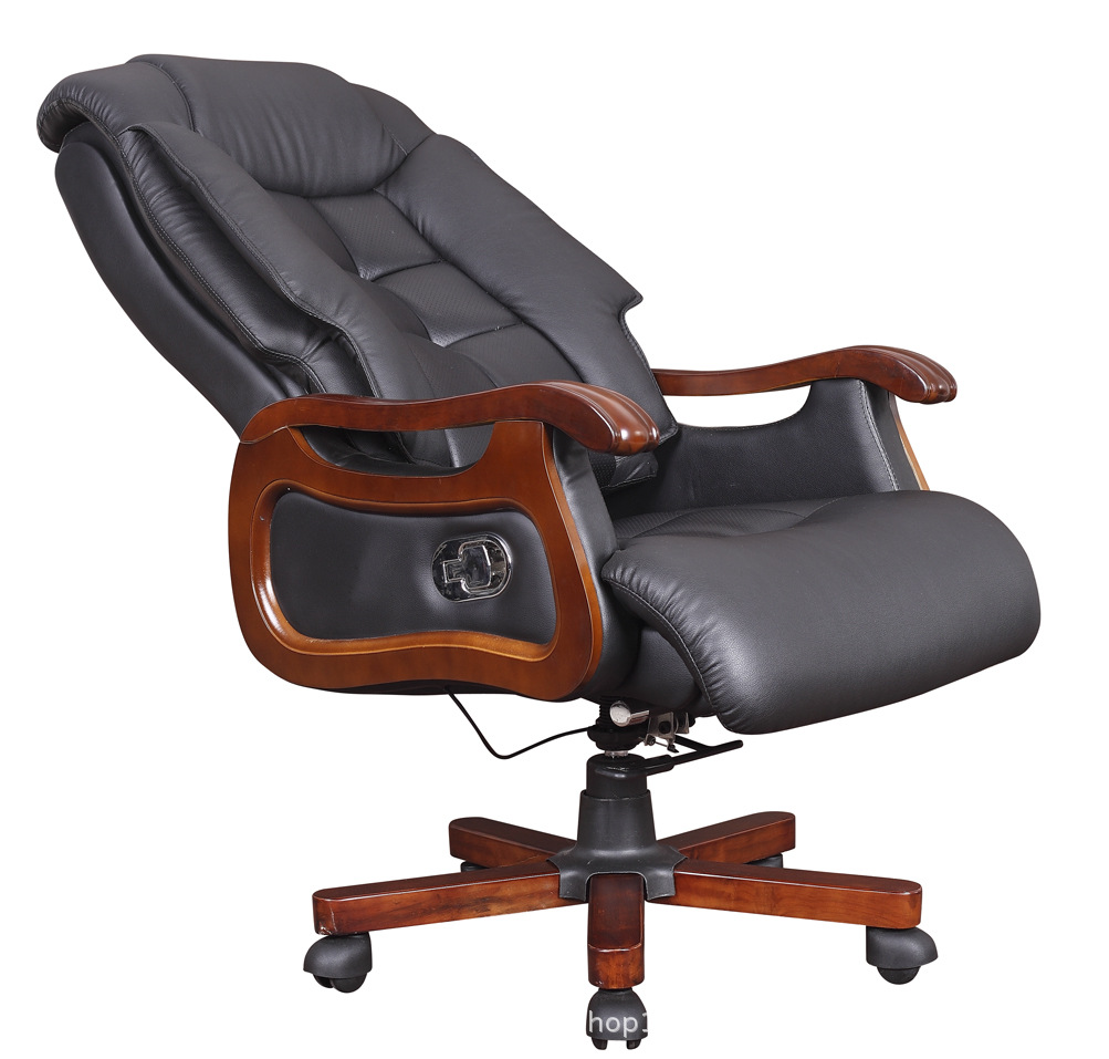 安吉直销功能椅 黑色牛皮f6646大班椅 可定做其它材质办公椅