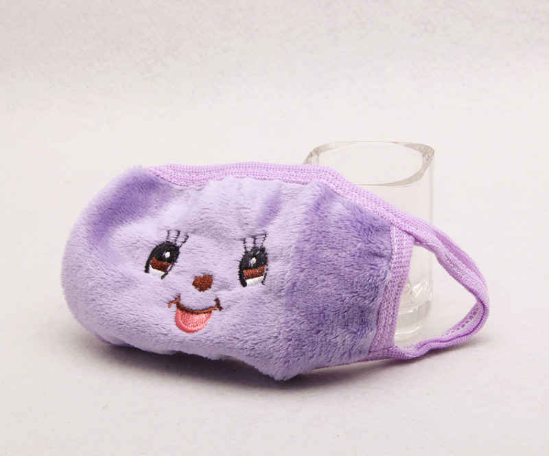 k-06秋冬新款 韩国绒刺绣口罩 笑脸卡通儿童口罩 宝宝保暖防尘