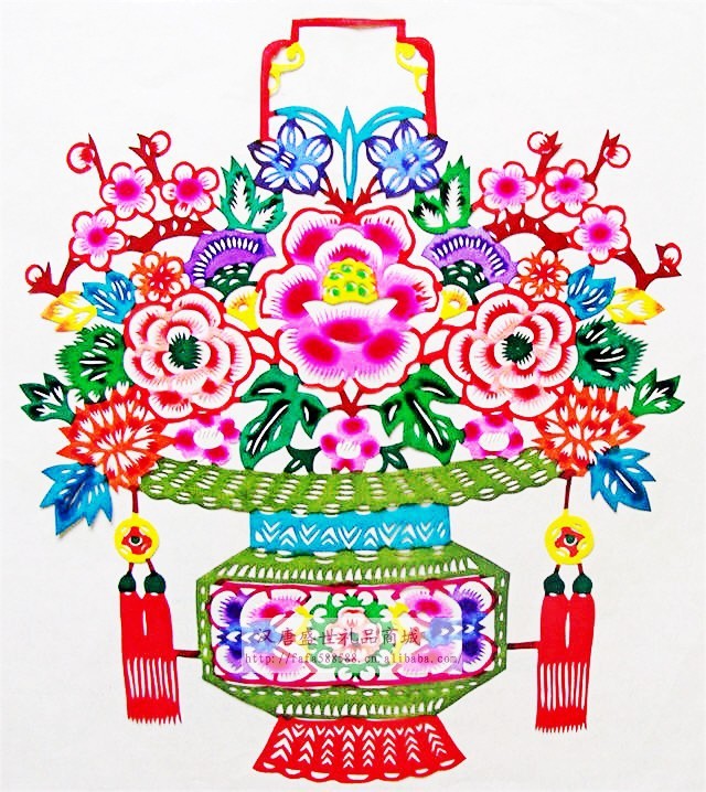 批发 陕北手工彩色年货剪纸窗花平【牡丹锦鸡松】艺礼品饰品