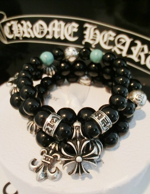 s0299潮gd克罗心chromehearts松石原石十字架童军花珠子手链