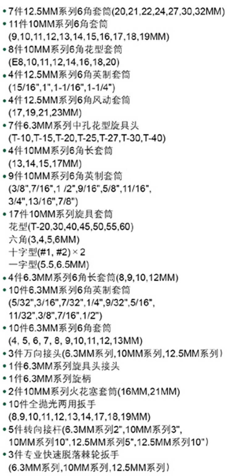 世达工具:120件套6.3x10x 2.5mm系列公英制组套工具09014