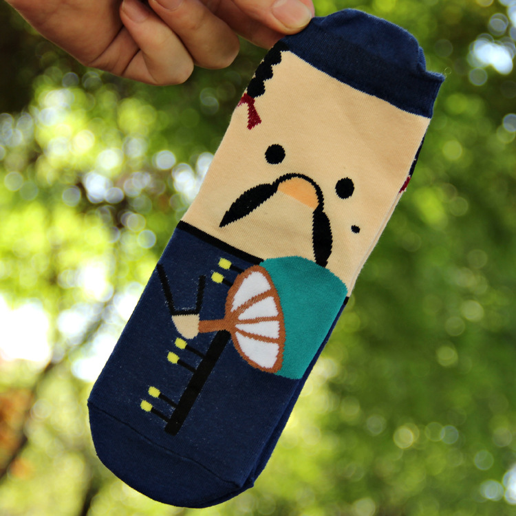 韩国新款 厨师国王四人组 立体人物女式纯棉卡通袜 立体人物袜子