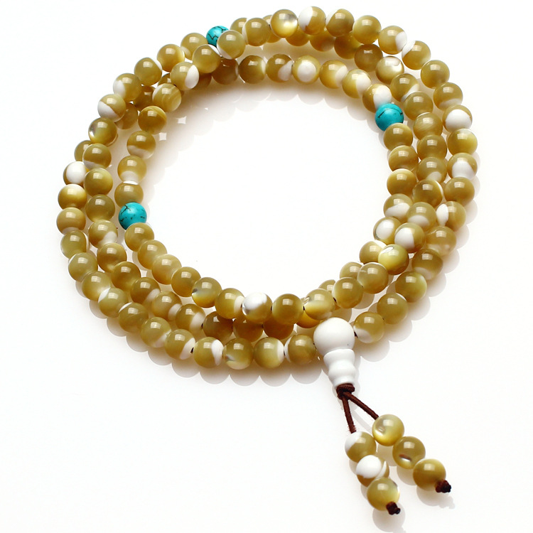 【天然水晶批发 天然马蹄贝108佛珠 念珠多层手链批发