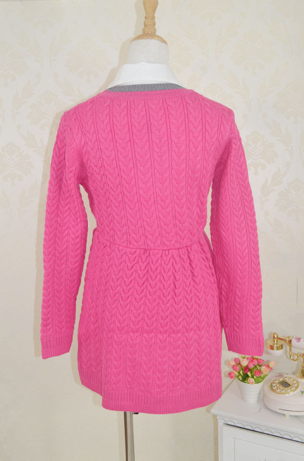 欧美大牌 2013秋冬新款 绝美全麻花辫 桃粉色 针织 连衣裙图片_5