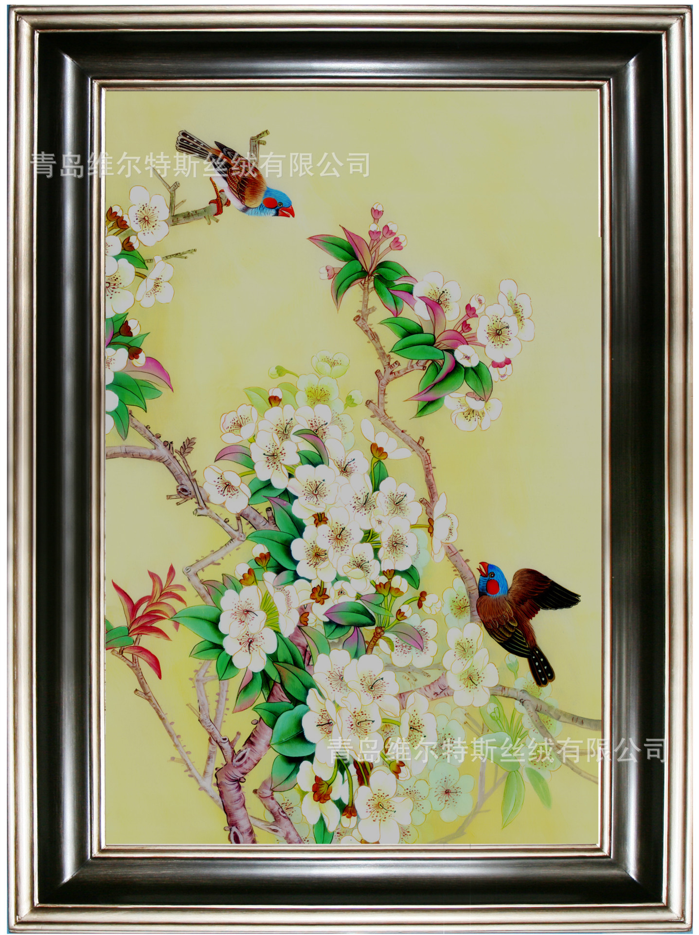 高档数码提花织画 dl132 鸟语花香