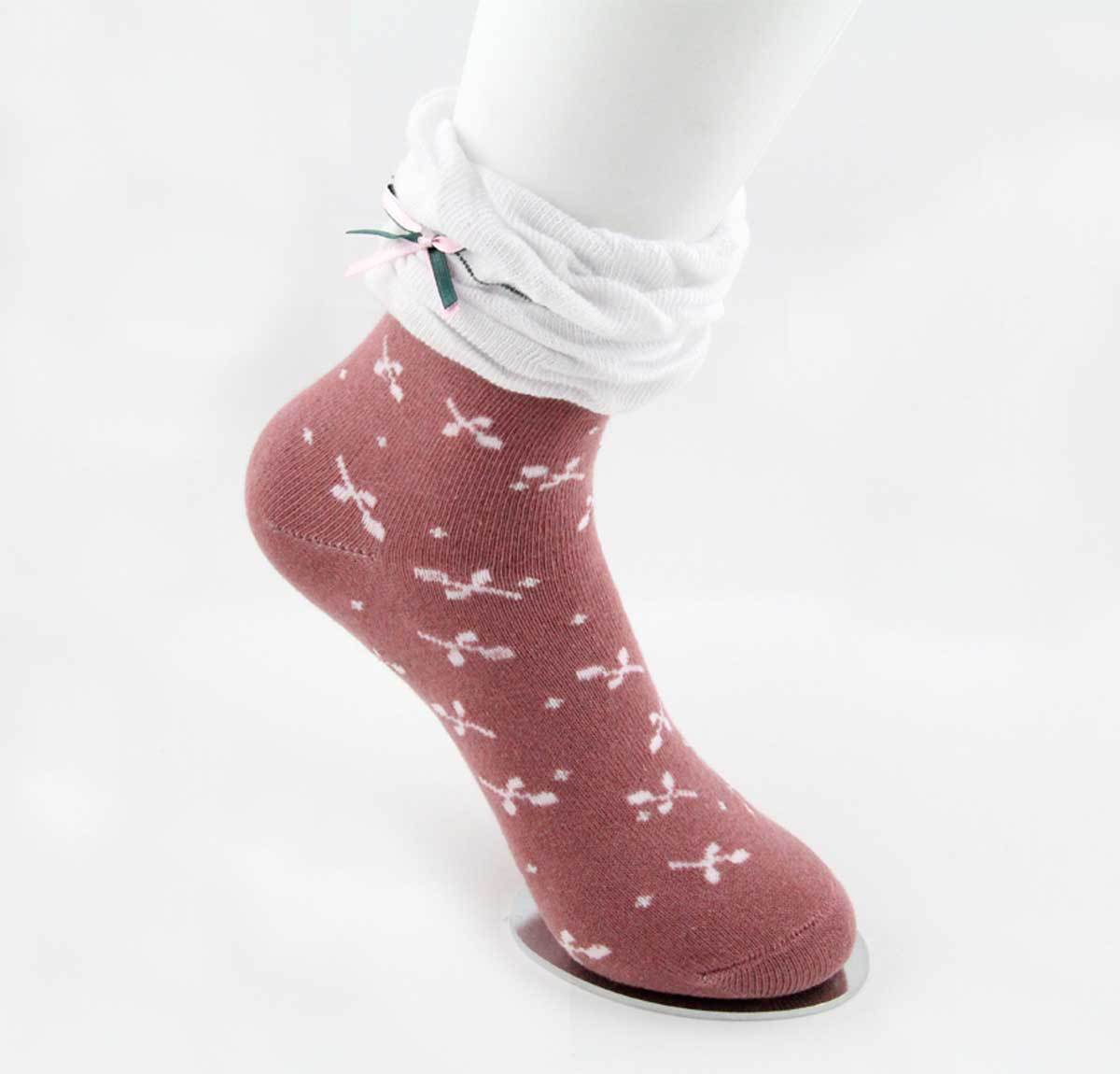 蝴蝶结大泡泡口全棉女袜中筒袜日本厂家批发】价格,厂家,图片,袜子