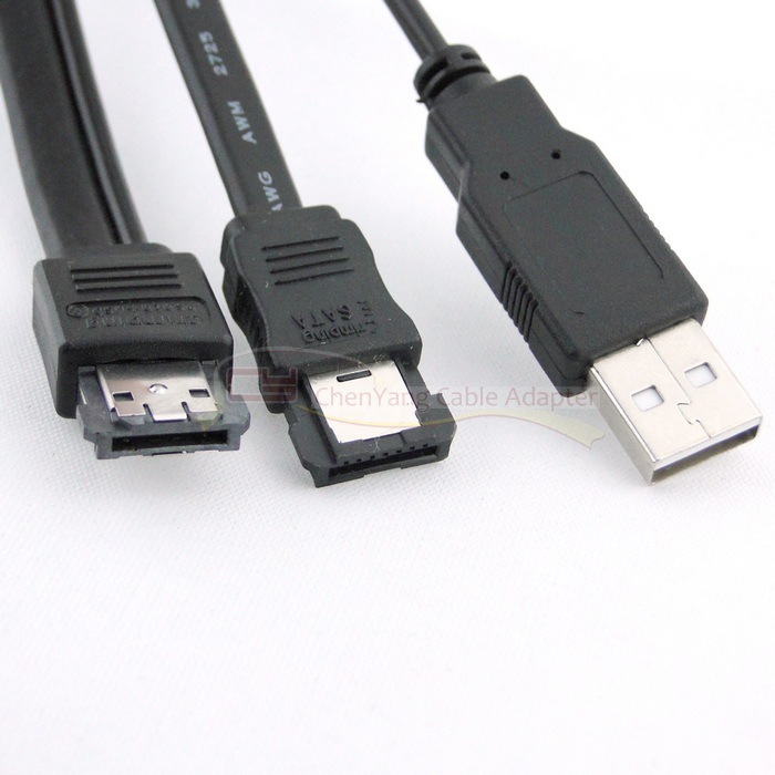 供应cy power esata usb 2.0 二合一 对esata 标准usb 数据线 1m