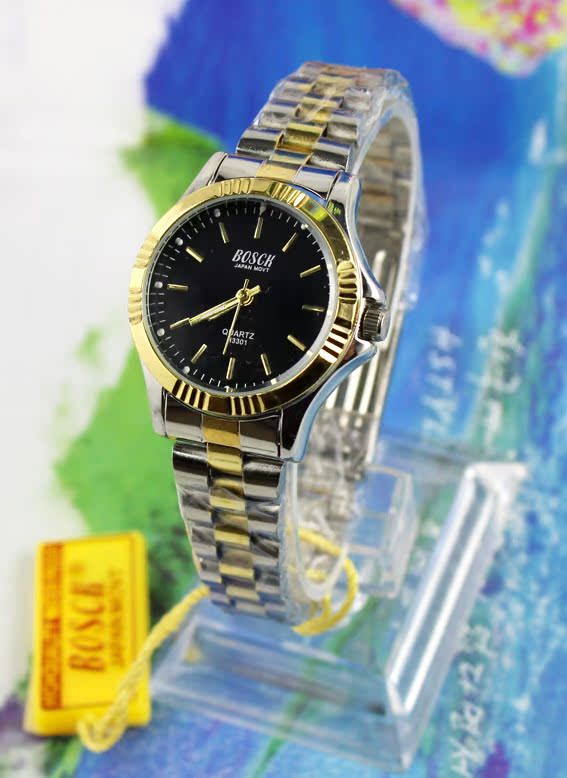 bosck香港铂仕手表 女士钢链间金休闲时尚防水手表朗迈表铂仕表