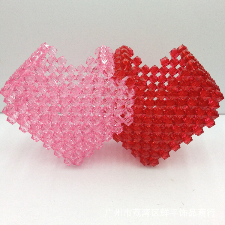 串珠摆件 手机摆件 水晶摆件 热卖爆款【心心相连】串珠双心笔筒