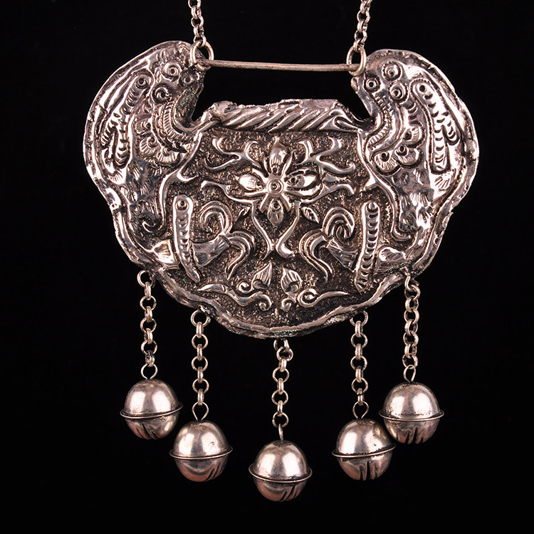 名族风 手工苗银项圈 吉祥锁长命锁 项链 批发混批0619-16155