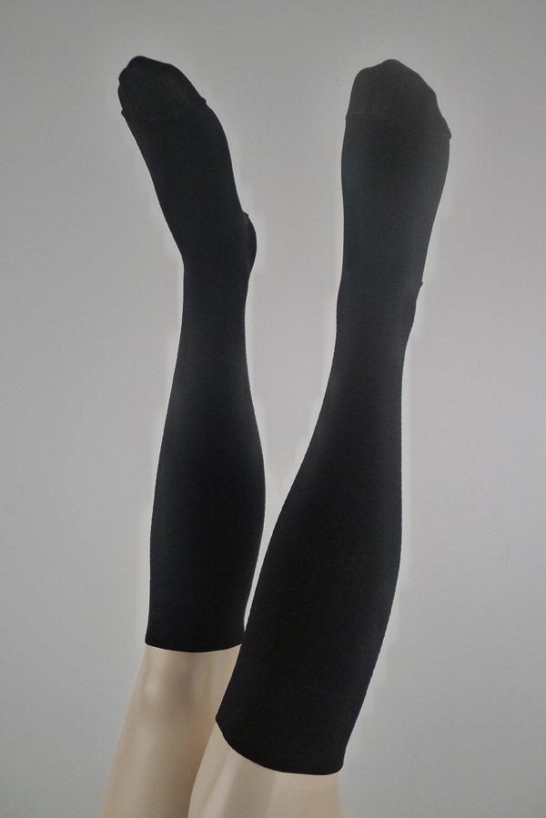 长筒袜批发 网格提花超薄黑色40d长筒袜批发 澳洲尾单袜厂家图片_3