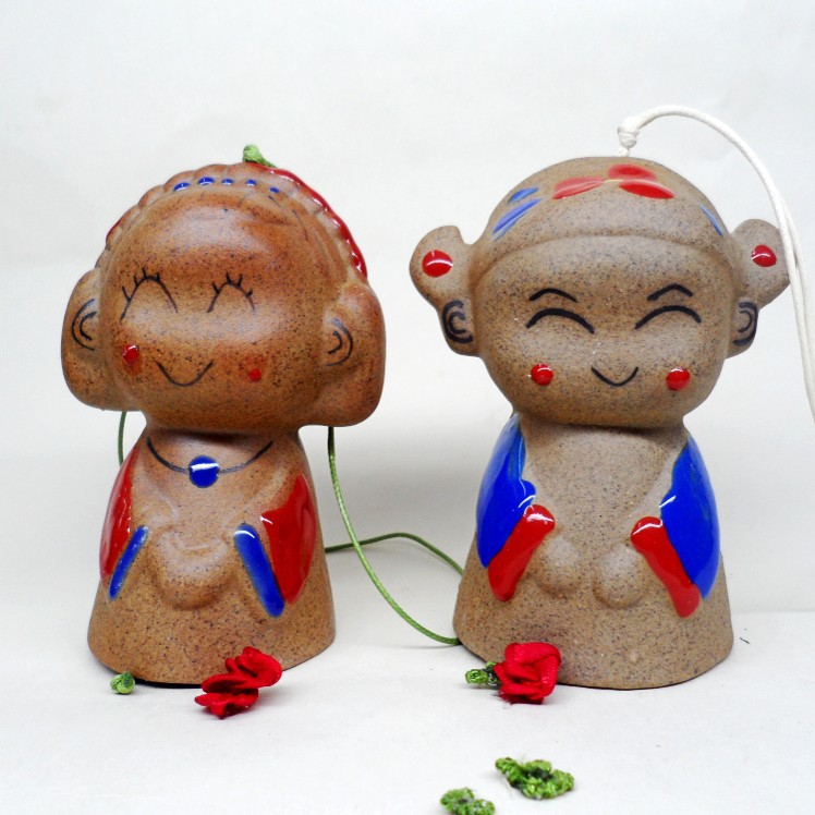 景德镇陶瓷风铃 才子佳人 陶泥挂件 摆件 情侣铃铛 家居装饰