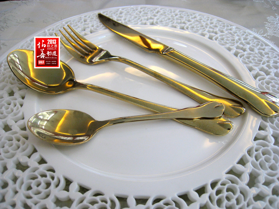 镀金酒店餐具 金色刀叉 会所餐具 个性餐具 供应金色不锈钢刀叉