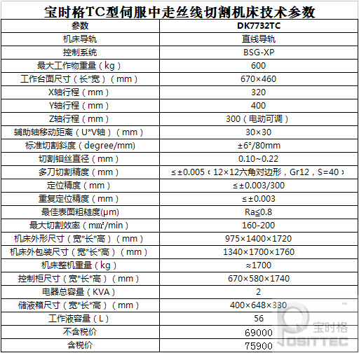 宝时格DK7740TC伺服中走丝线切割机床