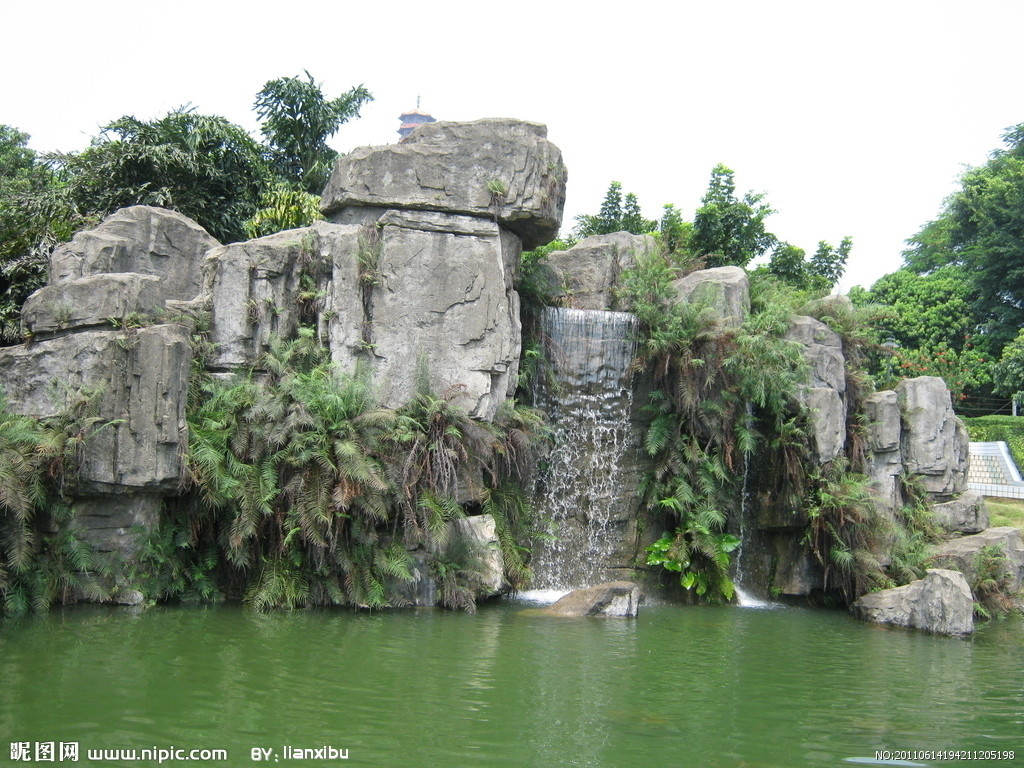 玻璃钢假山grc水泥假山人造瀑布艺术雕塑