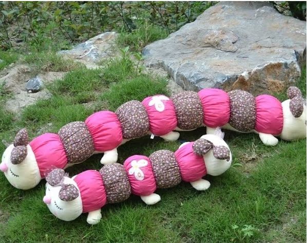 特价七彩毛毛虫长抱枕 可爱虫子大号毛绒玩具 布娃娃创意礼品