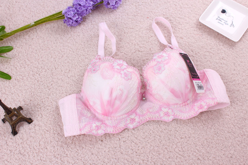 2013秋新 聚拢调整花朵刺绣蕾丝女士内衣收副乳深v小胸mm文胸