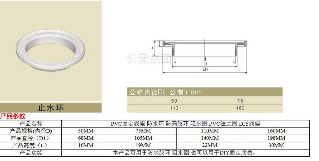 pvc法兰 防水环 防漏胶环 diy固定底座 防水圏 阻水圈 dn110