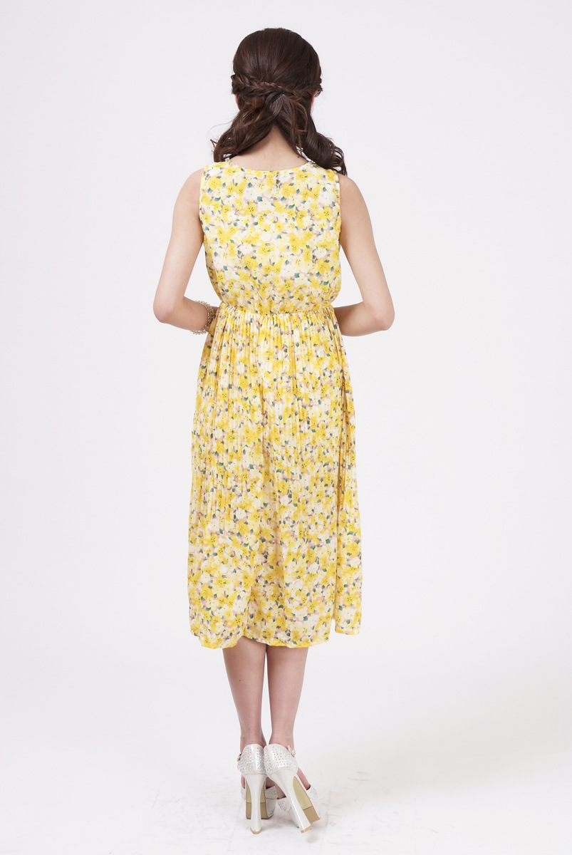 2013年夏季热销黄色小碎花连衣裙